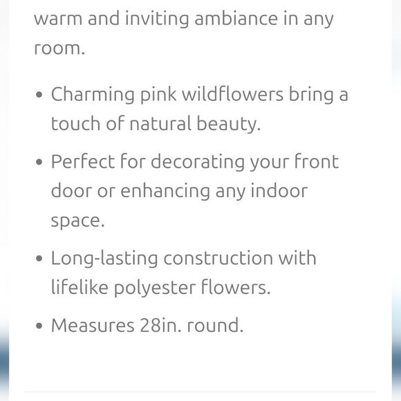 At Home Pink Wild Flower 28" Wreath - Picture 4 of 6